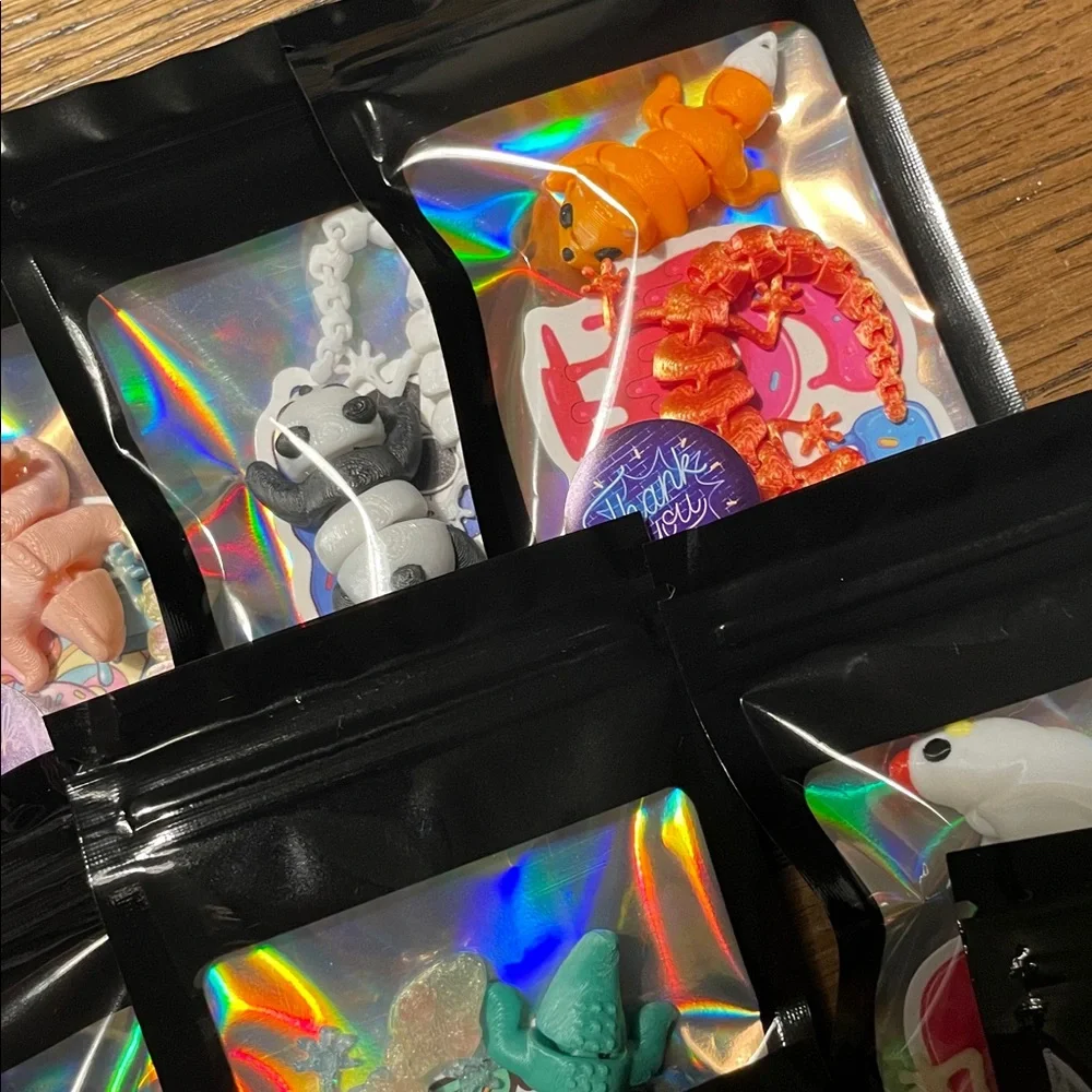 Pre-made 3-D printed animal & sticker combo, classroom prize, or gifting
